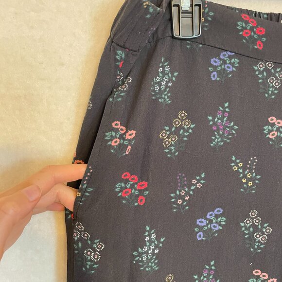 Marine Layer Kiley Pants Black India Floral Elastic RelaxeWaist Wide Leg Size XL - Picture 6 of 13